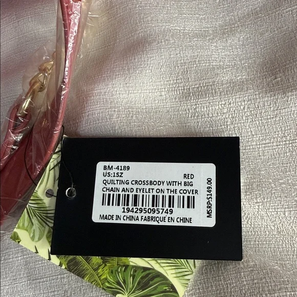 Badgley Mischka Vegan Leather Red Quilted Shoulder Bag - Picture 14 of 14